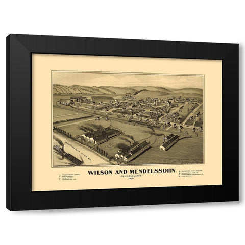 Wilson Mendelssohn Pennsylvania- Fowler 1902 Black Modern Wood Framed Art Print by Fowler