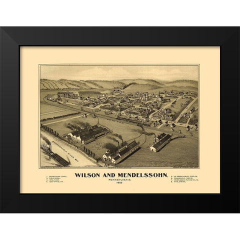 Wilson Mendelssohn Pennsylvania- Fowler 1902 Black Modern Wood Framed Art Print by Fowler