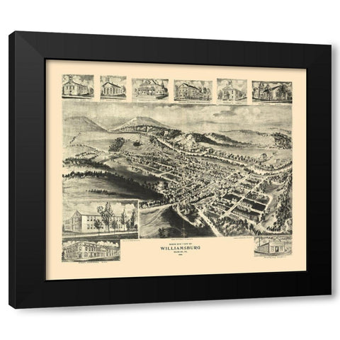 Williamsburg Pennsylvania - Fowler 1906 Black Modern Wood Framed Art Print by Fowler