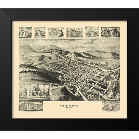 Williamsburg Pennsylvania - Fowler 1906 Black Modern Wood Framed Art Print by Fowler