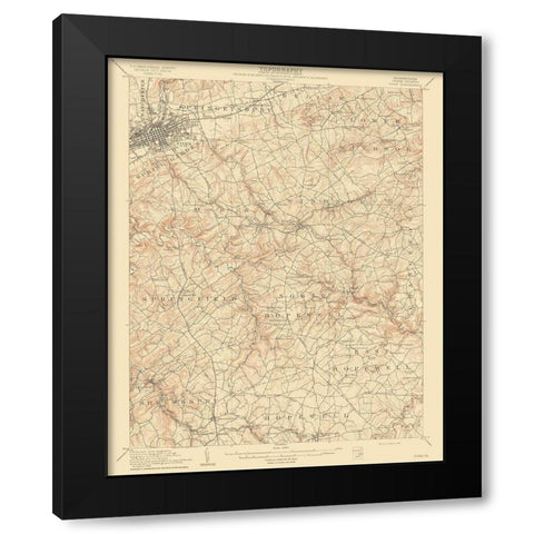 York Pennsylvania Quad - USGS 1910 Black Modern Wood Framed Art Print with Double Matting by USGS