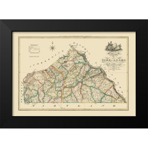 York County Pennsylvania - Wagner 1821 Black Modern Wood Framed Art Print by Wagner