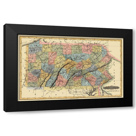 Pennsylvania - 1823 Black Modern Wood Framed Art Print by Lucas
