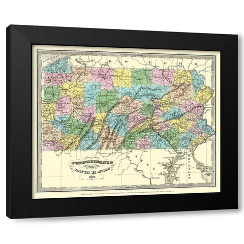 Pennsylvania - Burr 1834 Black Modern Wood Framed Art Print with Double Matting by Burr