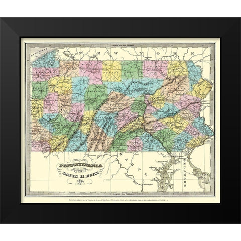Pennsylvania - Burr 1834 Black Modern Wood Framed Art Print by Burr