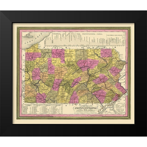 Pennsylvania - Mitchell 1846 Black Modern Wood Framed Art Print by Mitchell