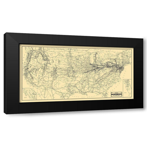 Pennsylvania Railroad and Connections 1889 Black Modern Wood Framed Art Print by Patterson