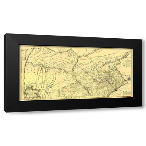 Pennsylvania Province - Jefferys 1759 Black Modern Wood Framed Art Print with Double Matting by Jefferys