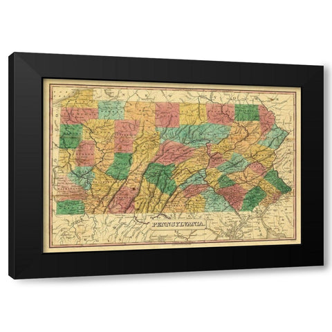 Pennsylvania - Finley 1829 Black Modern Wood Framed Art Print with Double Matting by Finley