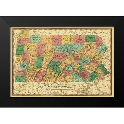 Pennsylvania - Finley 1829 Black Modern Wood Framed Art Print by Finley