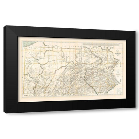 Pennsylvania - Howell 1792 Black Modern Wood Framed Art Print by Howell