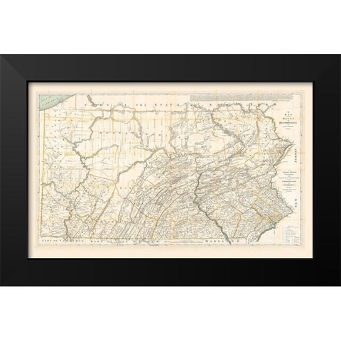 Pennsylvania - Howell 1792 Black Modern Wood Framed Art Print by Howell