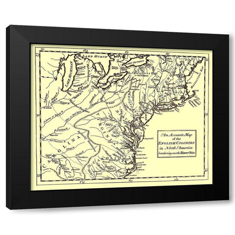 English Colonies Bordering Ohio River - 1750 Black Modern Wood Framed Art Print by Unknown