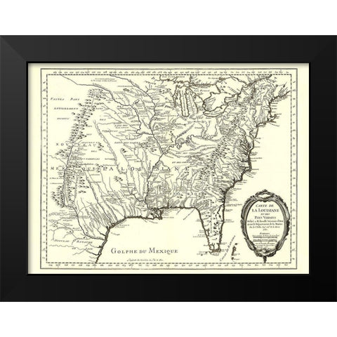 Louisiana with Neighboring Countries - 1750 Black Modern Wood Framed Art Print by Unknown