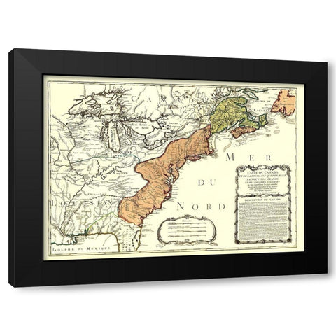 Canada Louisiana New France with English Black Modern Wood Framed Art Print by Nolin
