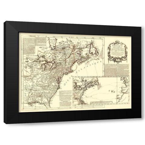 North America New Discoveries - Gefferys 1757 Black Modern Wood Framed Art Print with Double Matting by Gefferys