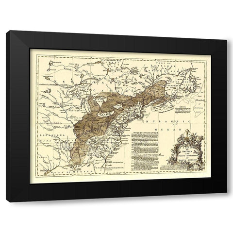 British French Settlements 1750 Black Modern Wood Framed Art Print with Double Matting by Unknown
