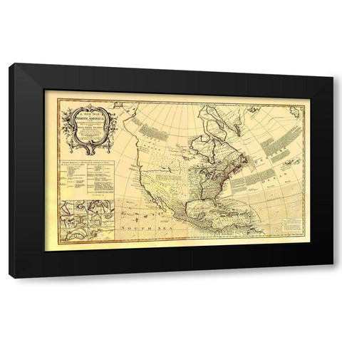 North America with West India Islands Black Modern Wood Framed Art Print with Double Matting by D''Anville