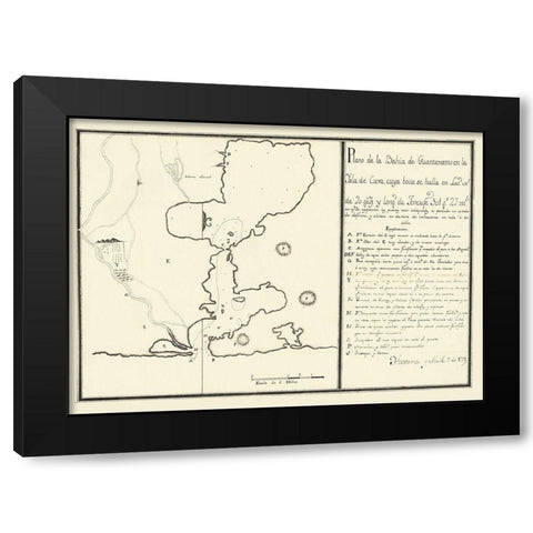 Plan of Guantanamo Bay On the Island of Cuba 1751 Black Modern Wood Framed Art Print with Double Matting by Unknown