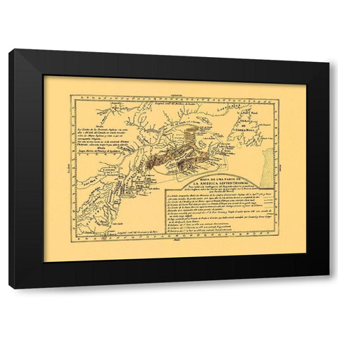 North America Septentrional - 1750 Black Modern Wood Framed Art Print with Double Matting by Unknown