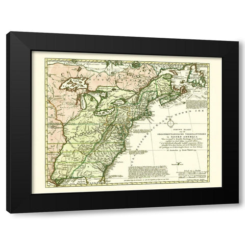 Great Britain Colonies North America - Tirion 1755 Black Modern Wood Framed Art Print with Double Matting by Tirion