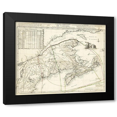 Eastern Canada - Jefferys 1755 Black Modern Wood Framed Art Print with Double Matting by Jefferys