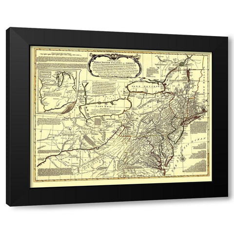 Middle British Colonies in America - Evans 1771 Black Modern Wood Framed Art Print with Double Matting by Evans