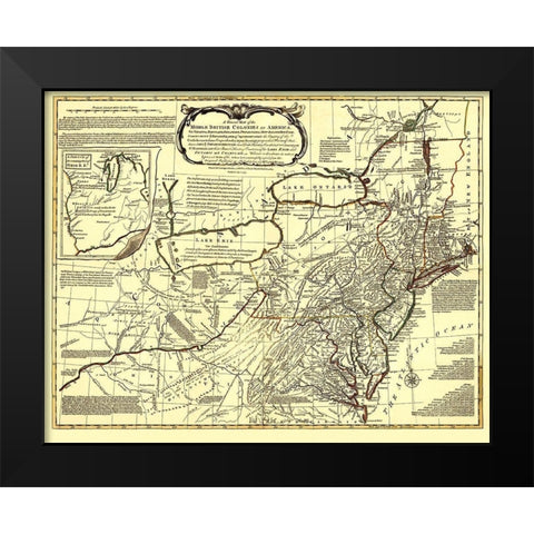 Middle British Colonies in America - Evans 1771 Black Modern Wood Framed Art Print by Evans
