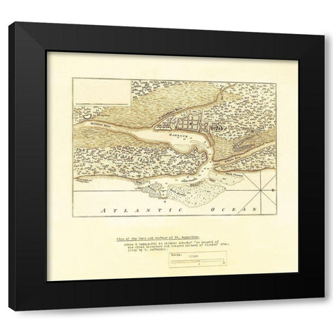 Harbour of St Augustine - Jefferys 1763 Black Modern Wood Framed Art Print with Double Matting by Jefferys