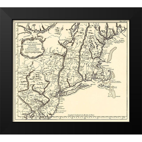 New York, Pennsylvania, and New Jersey 1757 Black Modern Wood Framed Art Print by Unknown