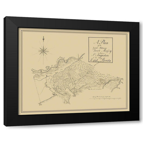 Plan Fort Mossy St Augustine Florida - Roworth Black Modern Wood Framed Art Print with Double Matting by Roworth