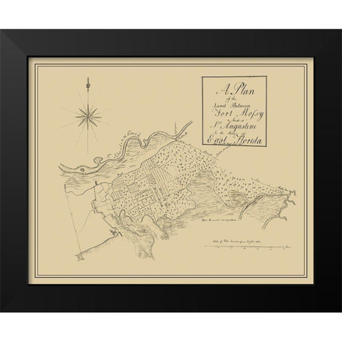 Plan Fort Mossy St Augustine Florida - Roworth Black Modern Wood Framed Art Print by Roworth