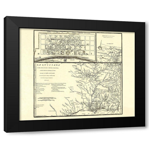 Louisiana with New Orleans - Madrid 1762 Black Modern Wood Framed Art Print by Madrid