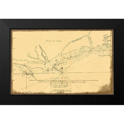 Florida Coast Cape Blaise to Apalachie Black Modern Wood Framed Art Print by Slowley