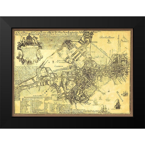 Boston in New England in America - Price 1769 Black Modern Wood Framed Art Print by Price