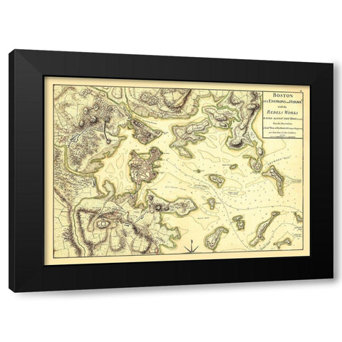 Boston Environs and Harbour - Page 1775 Black Modern Wood Framed Art Print with Double Matting by Page