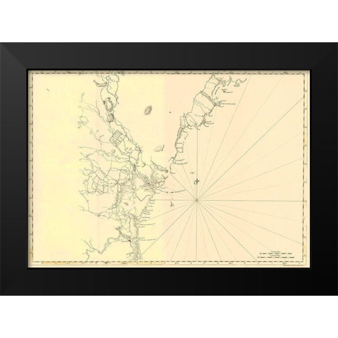 New England Cape Elizabeth Newburyport Black Modern Wood Framed Art Print by Des Barres