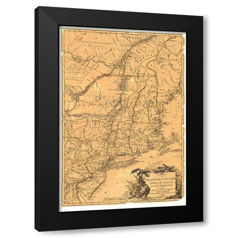 Theatre War English Americans Black Modern Wood Framed Art Print by Brion de la Tour