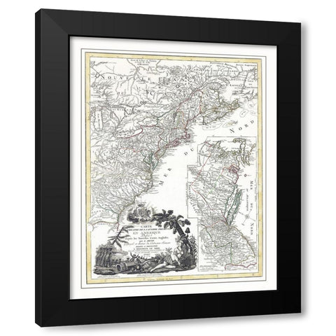 Seat of War in America - 1779 Black Modern Wood Framed Art Print by Basset