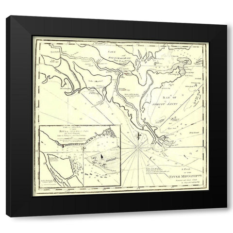 River Mississippi - Carleton 1770 Black Modern Wood Framed Art Print with Double Matting by Carleton
