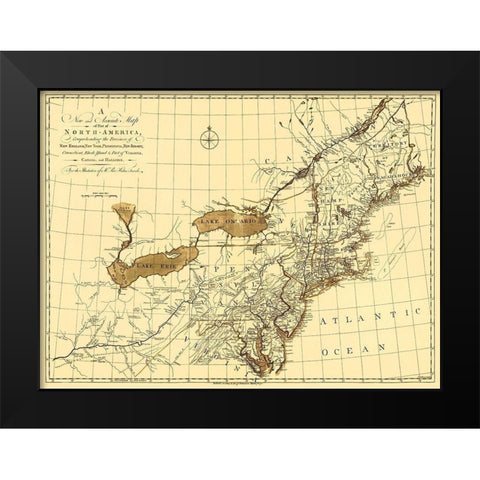 North America with New England - Gibson 1771 Black Modern Wood Framed Art Print by Gibson