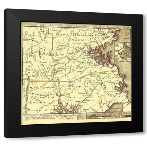 Seat of Civil War in America - Hancock 1775 Black Modern Wood Framed Art Print with Double Matting by Hancock