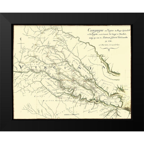 Virginia Campaign Major General Lafayette Black Modern Wood Framed Art Print by Michel