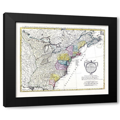 Chart United States North America - Homann 1784 Black Modern Wood Framed Art Print with Double Matting by Homann
