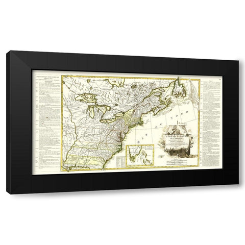 United States of America - Lattre 1784 Black Modern Wood Framed Art Print by Lattre