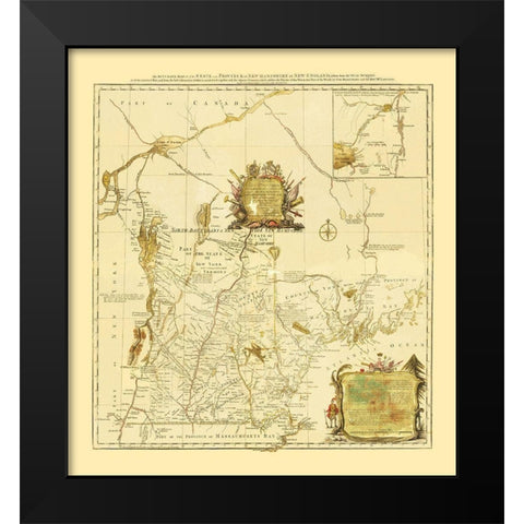 New Hampshire in New England - Blanchard 1783 Black Modern Wood Framed Art Print by Blanchard