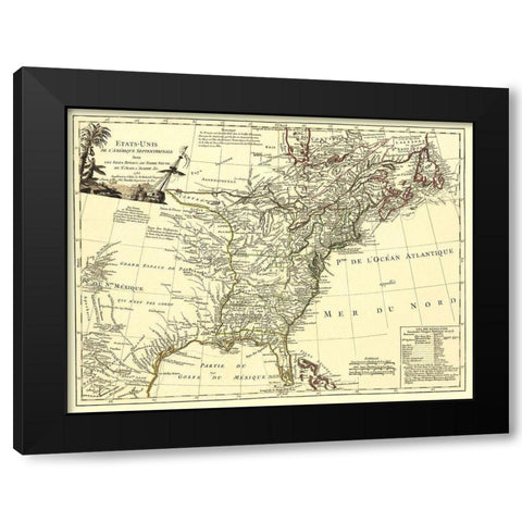 United States with Royal Isles of Newfoundland Black Modern Wood Framed Art Print by Unknown