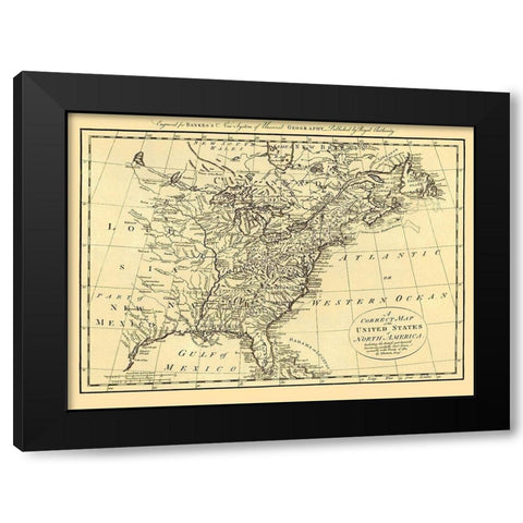 United States of North America - Bowen 1784 Black Modern Wood Framed Art Print by Bowen