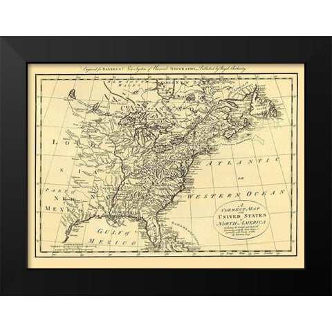 United States of North America - Bowen 1784 Black Modern Wood Framed Art Print by Bowen