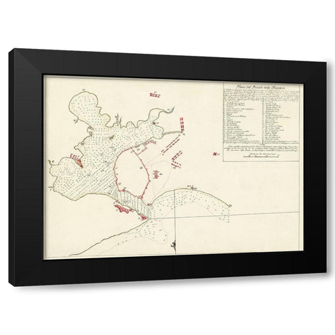 Port of Havanna Cuba - 1783 Black Modern Wood Framed Art Print with Double Matting by Unknown